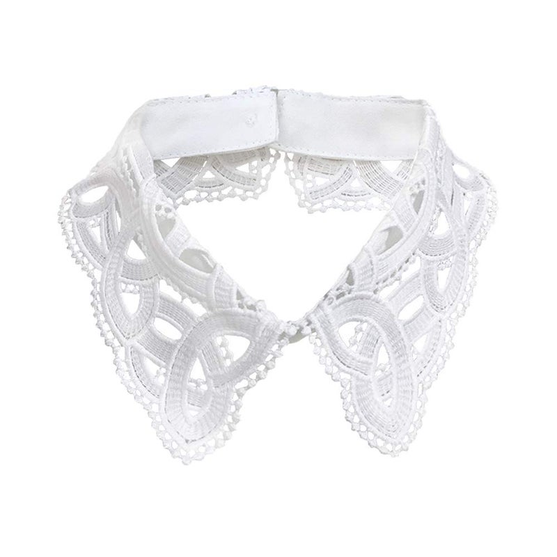 Gracelife Hollow Design Lapel False Collar Detachable Dickey Blouse Fake Half Shirt Collar for Women (White 79) - Image 1
